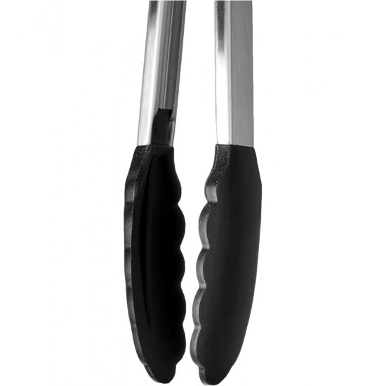 Pegador Inox 28cm Ponta Silicone Preto Zahav